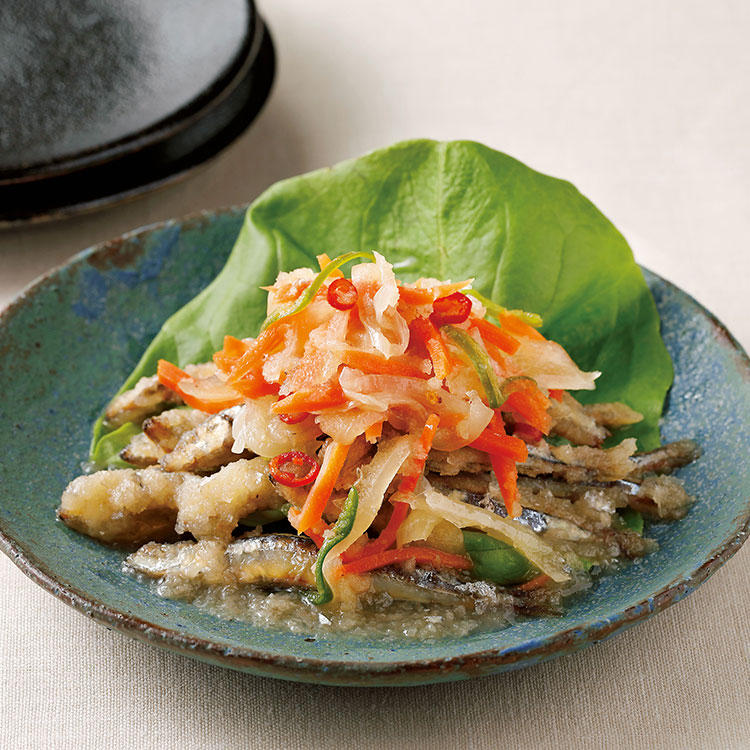 野菜たっぷり！きびなごの南蛮漬