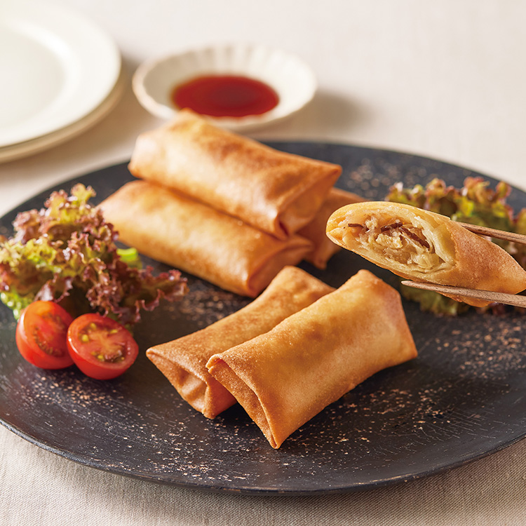 ねぎ塩とえびの細春巻