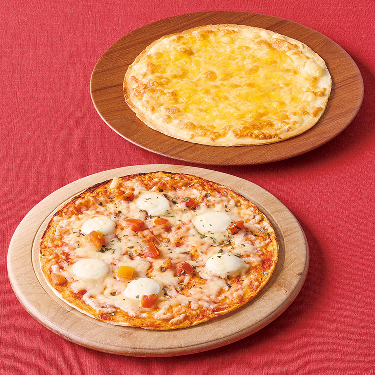 薄焼きピザ（５種のチーズ、マルゲリータ）