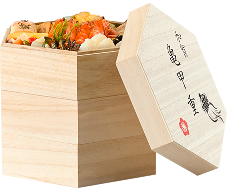 お重のサイズ　縦23×横20×高さ20cm（三段重）